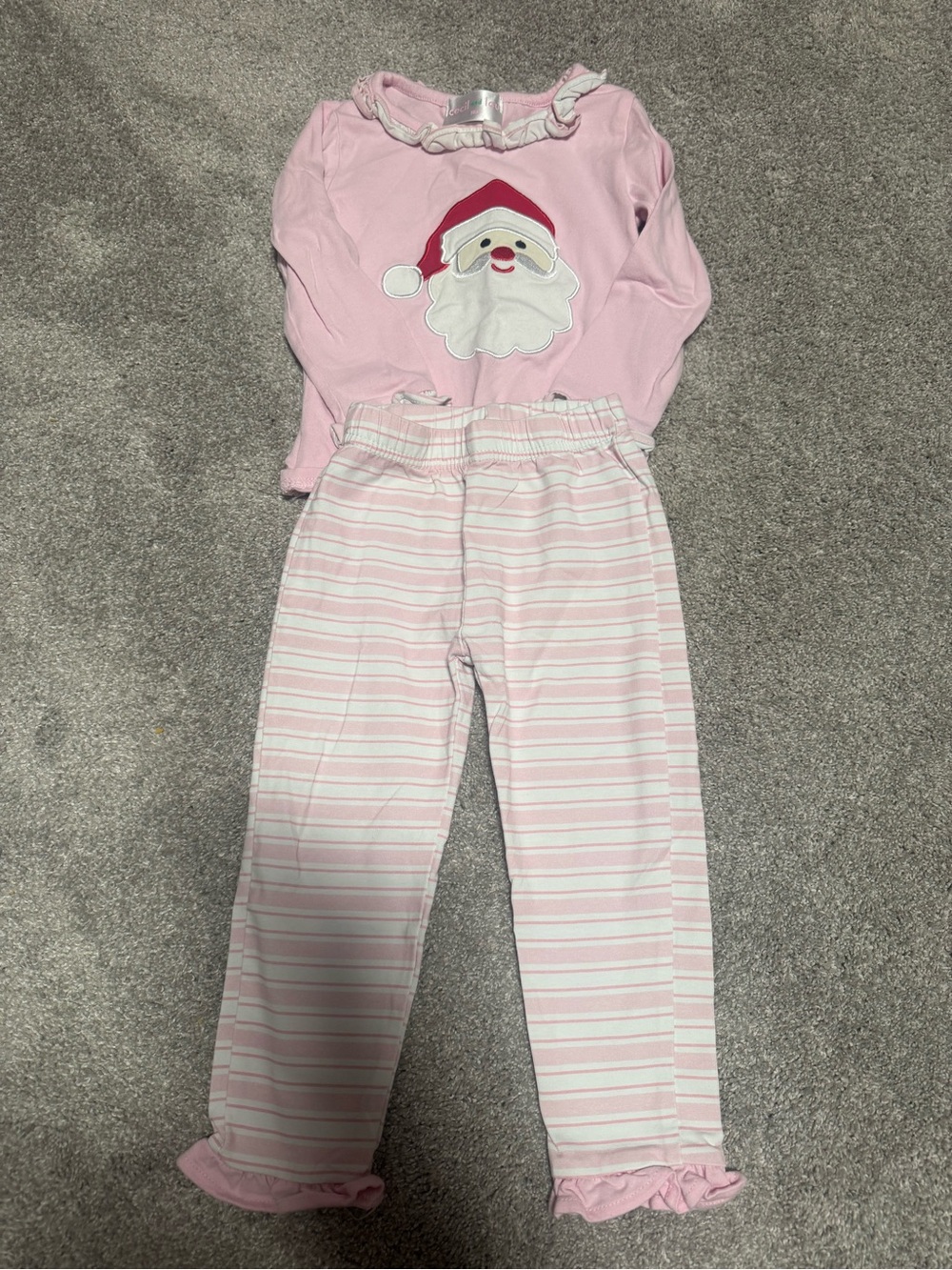 Girls' Pink Santa Applique Pajama Set